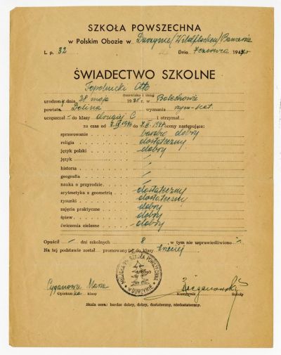 Dokument Nr. 62 - Volksschulzeugnis aus der wiederholten 2. Klasse von Otto Topolnicki 
