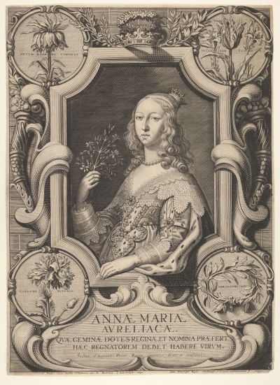 Abb. 1: Anne Marie Louise d'Orléans - Kupferstich. Nach einem Gemälde von Justus van Egmont (1601–1674), 38,9 x 28 cm, signiert unten rechts: F. sculpsit.