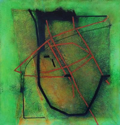 Abb. 39: Geheimnis des Gärtners 5, 2005 - Geheimnis des Gärtners 5, 2005. Acryl auf Leinwand, 100 x 100 cm, Privatbesitz