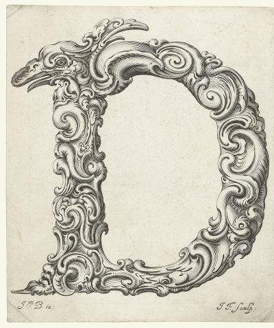 Abb. 87d: Buchstabe D - Aus der Folge Libellus novus elementorum latinorum, 20,6 x 17,5 cm, signiert unten rechts: J.F. sculp.