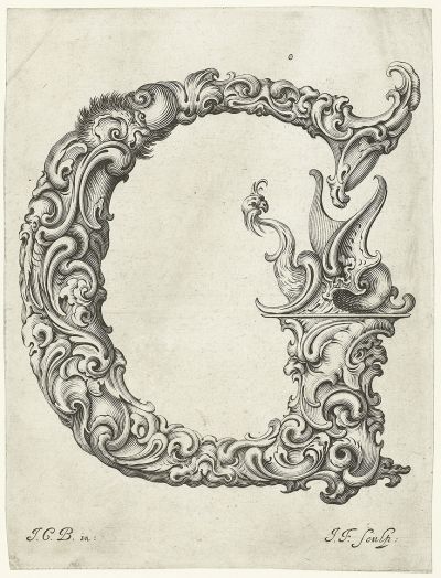 Abb. 87g: Buchstabe G - Aus der Folge Libellus novus elementorum latinorum, 20,5 x 15,7 cm, signiert unten rechts: J.F. sculp.