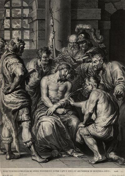 Die Verspottung und Dornenkrönung Christi, um 1645. Kupferstich Die Verspottung und Dornenkrönung Christi, um 1645. Kupferstich